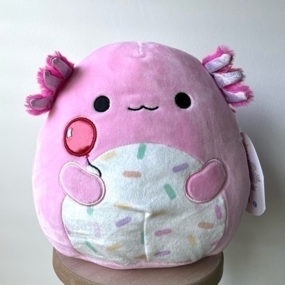 Pink Archie the Axolotl w Balloon ( 8”IN ) Exclusive & Rare Squishmallow